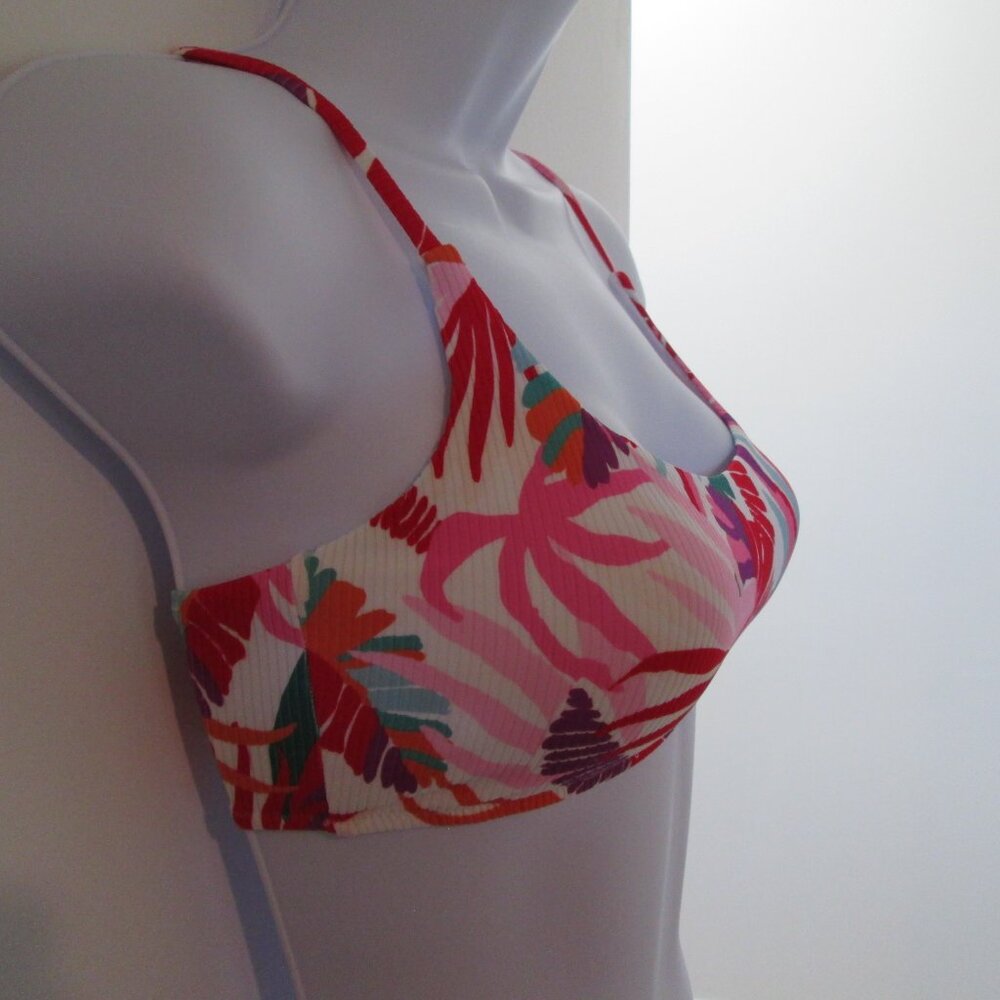 Raisins Juniors' Tropical-Print Tie-Back Bikini Top NWT Sz S - Picture 5 of 9